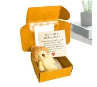 Handmade Bear - Stuffed Animal Gift for Comfort | Small Plush Bear in Box with Inspirational Card & Positive Decor Features for Kids and Home Display, 3.35x1.57 inches