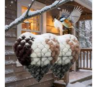 Handmade Bird Nesting Material Holder, Heart Shaped Outdoor Nester, Natural Fiber Starter for Hummingbird Houses & Wild Birds, Winter Tree Shelter, Garden Art Birdhouse Decor (2Pcs)