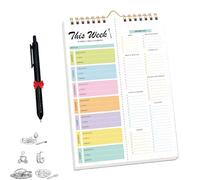 Handmade Bound Weekly Detachable Diet Plan Sheet, 52 Sheets Double Helix Tear-Off Meal Planner and Grocery List, Weekly Meal Planner Notebooks (01,1Pcs)