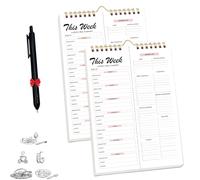 Handmade Bound Weekly Detachable Diet Plan Sheet, 52 Sheets Double Helix Tear-Off Meal Planner and Grocery List, Weekly Meal Planner Notebooks (03,2Pcs)