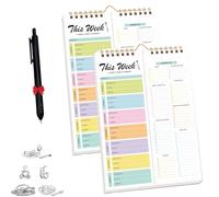 Handmade Bound Weekly Detachable Diet Plan Sheet, 52 Sheets Double Helix Tear-Off Meal Planner and Grocery List, Weekly Meal Planner Notebooks (01,2Pcs)