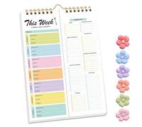 Handmade Bound Weekly Detachable Diet Plan Sheet, 52 Sheets Double Helix Tear-Off Meal Planner and Grocery List, Food/Menu Organizer Notepad for Weekly to Do List (Style-2,1Pcs)