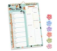 Handmade Bound Weekly Detachable Diet Plan Sheet, 52 Sheets Double Helix Tear-Off Meal Planner and Grocery List, Food/Menu Organizer Notepad for Weekly to Do List (Style-1,1Pcs)