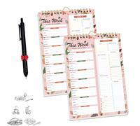 Handmade Bound Weekly Detachable Diet Plan Sheet, 52 Sheets Double Helix Tear-Off Meal Planner and Grocery List, Weekly Meal Planner Notebooks (04,2Pcs)