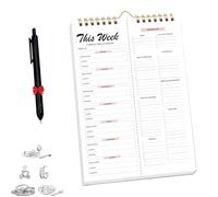 Handmade Bound Weekly Detachable Diet Plan Sheet, 52 Sheets Double Helix Tear-Off Meal Planner and Grocery List, Weekly Meal Planner Notebooks (03,1Pcs)