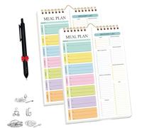 Handmade Bound Weekly Detachable Diet Plan Sheet, 52 Sheets Double Helix Tear-Off Meal Planner and Grocery List, Weekly Meal Planner Notebooks (06,2Pcs)