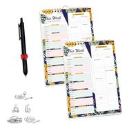 Handmade Bound Weekly Detachable Diet Plan Sheet, 52 Sheets Double Helix Tear-Off Meal Planner and Grocery List, Weekly Meal Planner Notebooks (02,2Pcs)