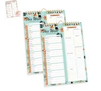 Handmade Bound Weekly Detachable Diet Plan Sheet, Weekly Meal Planner Notebook, 52 Sheets Double Helix Tear-Off Shopping List, for Week to do List and Schedule (B,2PCS)