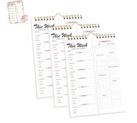 Handmade Bound Weekly Detachable Diet Plan Sheet, Weekly Meal Planner Notebook, 52 Sheets Double Helix Tear-Off Shopping List, for Week to do List and Schedule (A,3PCS)