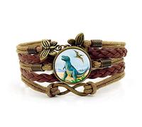 Handmade Bracelets,Brown Rope Dinosaur Overlord Jurassic,Time Gemstone Multi-Layer Hand-Woven Glass Combination Jewelry Ladies Fashion European and American Jewelry