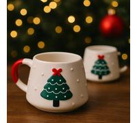 Handmade Ceramic Mug Set with Pine Tree Design for Nature Lovers