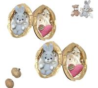 Handmade Crochet Animal in Walnut Shell, Miniature Rabbit & Bear Crochet Animal Kit in Walnut Shells, Hug Cute Easter Giving