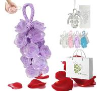 Handmade Crystal Rose Scented Soap Bouquet, Crystal Rose Soap on a Rope, Personalized Original Handmade Crystals Roses Soaps Gentle Cleaning for Washing Hands and Fresh Air (Purple)