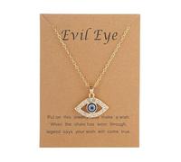 Handmade Crystal Turkish Eye Nazar Evil Eye Necklace Bracelet Set for Women, Sapphire Resin Blue Eye Pendant Stone Beads Handmade Protection Evil of Ojo Jewellery - Gold