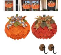 Handmade Fall Pumpkin Wreath for Front Door Outdoor,Farmhouse Burlap Autumn Harvest Garland,Halloween Thanksgiving Wall Hanging Home Porch Decorations (Style A+B)