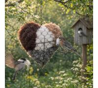 Handmade Fiber Bird Nesting Heart, Birds Nests Material Holder, Winter Tree Shelter for Wild Birds,Garden Art Birdhouse, Dual-Season Outdoor View House (1PCS)