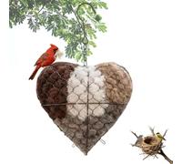 Handmade Fiber Bird Nesting Heart,cœur de Nidification Fait,cœur nid Oiseau Fibre Faite Main,Abri d'hiver, pour Jardin, Cour Et Amoureux des Oiseaux(A)