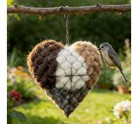 Handmade Fiber Bird Nesting Heart - Refillable Birds Haven Heart Shape Hummingbird Nesting and Nest Materials, Tree Shelter for Wild Birds, Hummingbirds Lovers Gifts (1set)