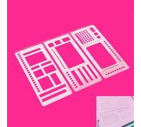 Handmade Flexible Record Template, 3 Pack Reusable Journal Planner Stencils with Drawing and Checklist Templates for Journaling Checklists Boxes Lines & Daily Planning (C)