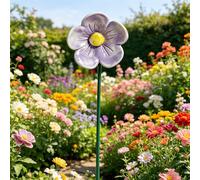 Handmade Flower Garden Stake Bee Bath, Ceramic Pollinator Water Bowl with Ground Stake Outdoor Bees Bath Artificial Flowers Bee Bowl for Summer Garden Decor, Outdoor Waterer for Yard Lawn