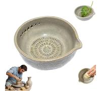 Handmade Garlic Grater & Herb Bowl, 2-in-1 Kitchen Prep Tool, with Multiple Hole Sizes for Salads & Cooking, Kitchen Tool with Drainage Port, Removable Leafy Assembly for Dressing