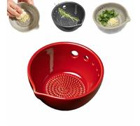 Handmade Garlic Grater & Herb Bowl,2-in-1 Multi-Functional Herb Stripper Bowl with Grater,5/7 Hole Sizes Efficient Stripping Dish With Drainage Port,Multi-functional Kitchen Gadgets (5hole-D)
