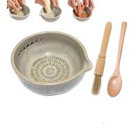 Handmade Garlic Grater x Herb Bowl, Multi-functional 2-in-1 Stoneware Kitchen Prep Tool, Effortless Prep with No Residue, for Ginger, Garlic, Herbs, Cheese (1PC)