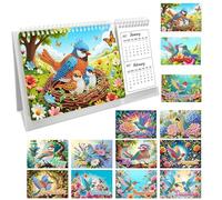 Handmade Gem Painting Desk Calendar 2027-2028 - Creative Date Planning Organizer, Decorative Crystal Art Schedule Book, Monthly Display Time Management Tool | Study Area Arrangement, Workplace Desk St