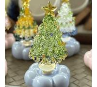 Handmade Glass & Ceramic Christmas Tree Ornament, 360° Rotatable Christmas Tree Ornament, Creative Art Tabletop Decor, Holiday Centerpiece for Home & Party Supplies (Yellow Green)