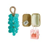 Handmade Grape Soap on a Rope, Natural Grapes Soap Cluster for Men and Women, Decorative Soap Grapes for Bathroom, Lasting Fragrance Body and Hand Wash (E)