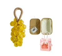 Handmade Grape Soap on a Rope, Natural Grapes Soap Cluster for Men and Women, Decorative Soap Grapes for Bathroom, Lasting Fragrance Body and Hand Wash (A)