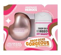 Handmade Heroes Kit shampooing sec et brosse, poudre de shampooing sec volumisante non aérosol pour cheveux foncés et bruns, 100 % naturel et végétalien, emballage neutre en plastique