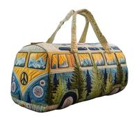 Handmade Hippie Van Quilted Duffle Bag - Large 18" Boho Weekender Tote - Soft Retro Patchwork Travel Handbag (A,16X8X8)