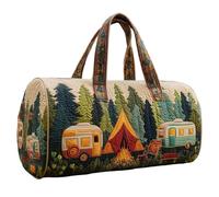 Handmade Hippie Van Quilted Duffle Bag - Large 18" Boho Weekender Tote - Soft Retro Patchwork Travel Handbag (I,16X8X8)