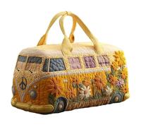 Handmade Hippie Van Quilted Duffle Bag - Large 18" Boho Weekender Tote - Soft Retro Patchwork Travel Handbag (C,16X8X8)