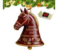 Handmade Horse Bell Ornament, Classic Horse Bell with a Golden Ribbon for Xmas Tree, Xmas Elegant Unique Keepsake Tree Gift for Enthusiasts and Collectors (1 Pcs)