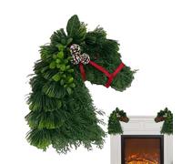 Handmade Horsehead Wreath - Realistic Holiday Garland, Christmas Decor Porch, Bedroom, Dining, Kitchen, Living Room, Entryway Mantle | Festive Horseheads Wreaths for Door Window