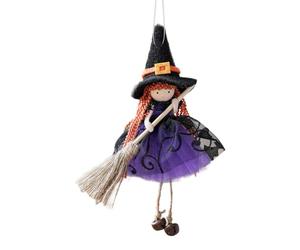 Handmade Kitchen Witch Doll, Scary Halloween Witch Pendant with Hangable Design Collectible Ornament for Window, Wall, Patio, Garden, Haunted House, Photo Props, Spooky Home Décor, Holiday Display