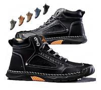 Handmade Leather Boots - Men's Handmade Leather Boots with Arch Support, Spacious Toe Box, Lightweight & Breathable (Black,44)