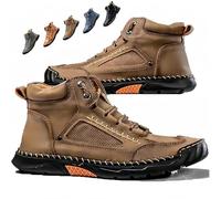 Handmade Leather Boots - Men's Handmade Leather Boots with Arch Support, Spacious Toe Box, Lightweight & Breathable (Khaki,44)