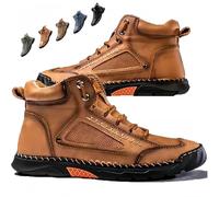 Handmade Leather Boots - Men's Handmade Leather Boots with Arch Support, Spacious Toe Box, Lightweight & Breathable (Yellow-Brown,43)