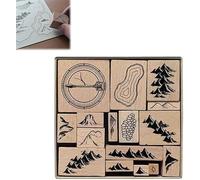 Handmade Map Making Stamp Kit,Map Making Stamp Kit | 16 Pieces Vintage Wooden Rubber Stamps,Rubber Stamps for Card Making,Wooden Rubber Stamp Set for Craft Scrapbooking (1)