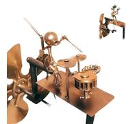 Handmade Metal Drummer Windmill, Handmade Metal Guitar Windmill, Wind Spinners Garden Decoration, Wind-Powered Rock Band Wind Sculptures Spinner for Yard Lawn Patio Decor(Drums)