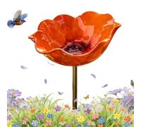 Handmade Metal Flower Garden Stake, 2026 New Metal Flowers for Garden, Poppy Bird Bath, Rustproof Me-tal, Handcrafted Me-tal Flower Art, Perfect for Flowers Beds & Pathways (B,2pcs)