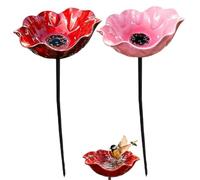 Handmade Metal Flower Garden Stake,Metal Flower Garden Stakes Bird Bath Handmade,with Bee Bath & Bird Water Bowl,Weather-Resistant Garden Lawn Yard Decor (A)