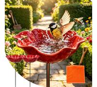 Handmade Metal Flowers for Garden Bird Bath, 3-in-1 Bee Watering Station and Butterfly Feeder, Decorative Metal Flower Stakes for Outdoor Yard Lawn Patio Decor (2pcs)