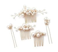 Handmade Mixed Pearl Bridal Hair Comb Set with U-pins for Wedding,Accessoires Cheveux Mariage,Peigne et Pinces à Cheveux Perle de Mariée,Pearl Hair Accessories pour Mariages Bals Fêtes Anniversaires