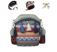 Handmade Native American Handbag,Boho Ethnic Woven Bucket Bag for Women,Vintage Geometric Pattern Crossbody Bags for Travel (Green)
