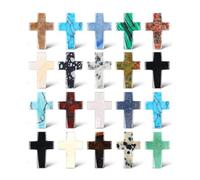 Handmade Natural Crystal Crosses, Thinslender, Natural Crystal Gemstones Cross Shaped, Cross Beads for Bracelets, for Valentines Easter Decor(20pcs)