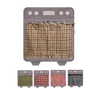 Handmade Oven Skirts, Oven Skirt Curtain Cover, Farmhouse Kitchen Décor, Ribbon Ties, Tabs & Ruffled Trim, Heat-Resistant, Hide Clutter, for Oven, Dishwashers, Washing Machine (oat)